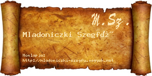 Mladoniczki Szegfű névjegykártya